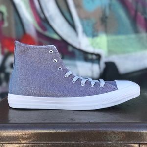 Wmns Converse CTAS Hi Platinum Glitter Sneakers